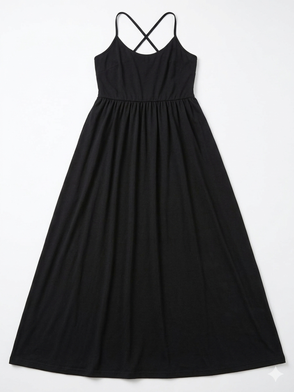 Women’s Black Crisscross Strap Maxi Dress